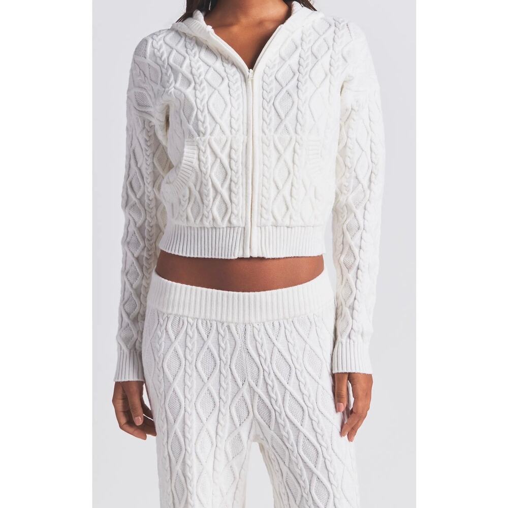 SKIMS Snow Bunny Shop Cable Knit 2 Piece Lounge Set – Ivory – Small – NWT